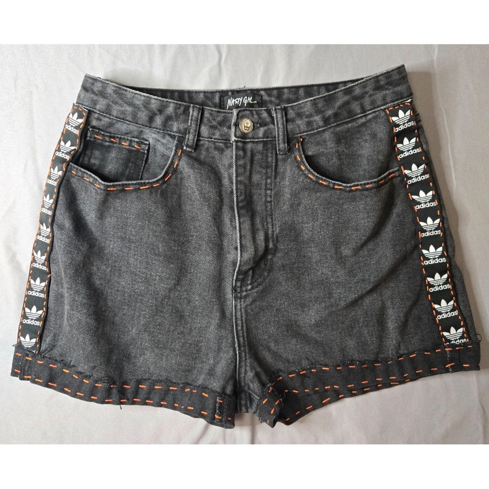 Nasty Gal X Adidas Denim Shorts Charcoal Grey US women's size 10